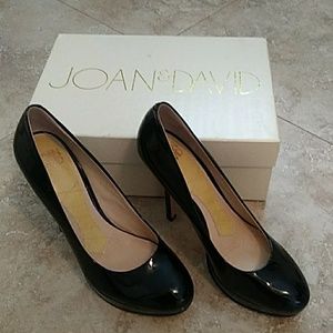 Joan & David Black Patent pumps